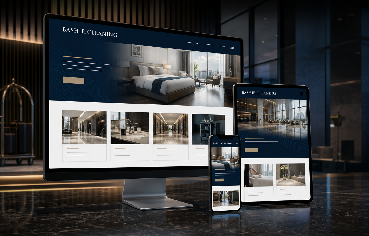 BASHIR CLEANING – Website- und Markenmockup