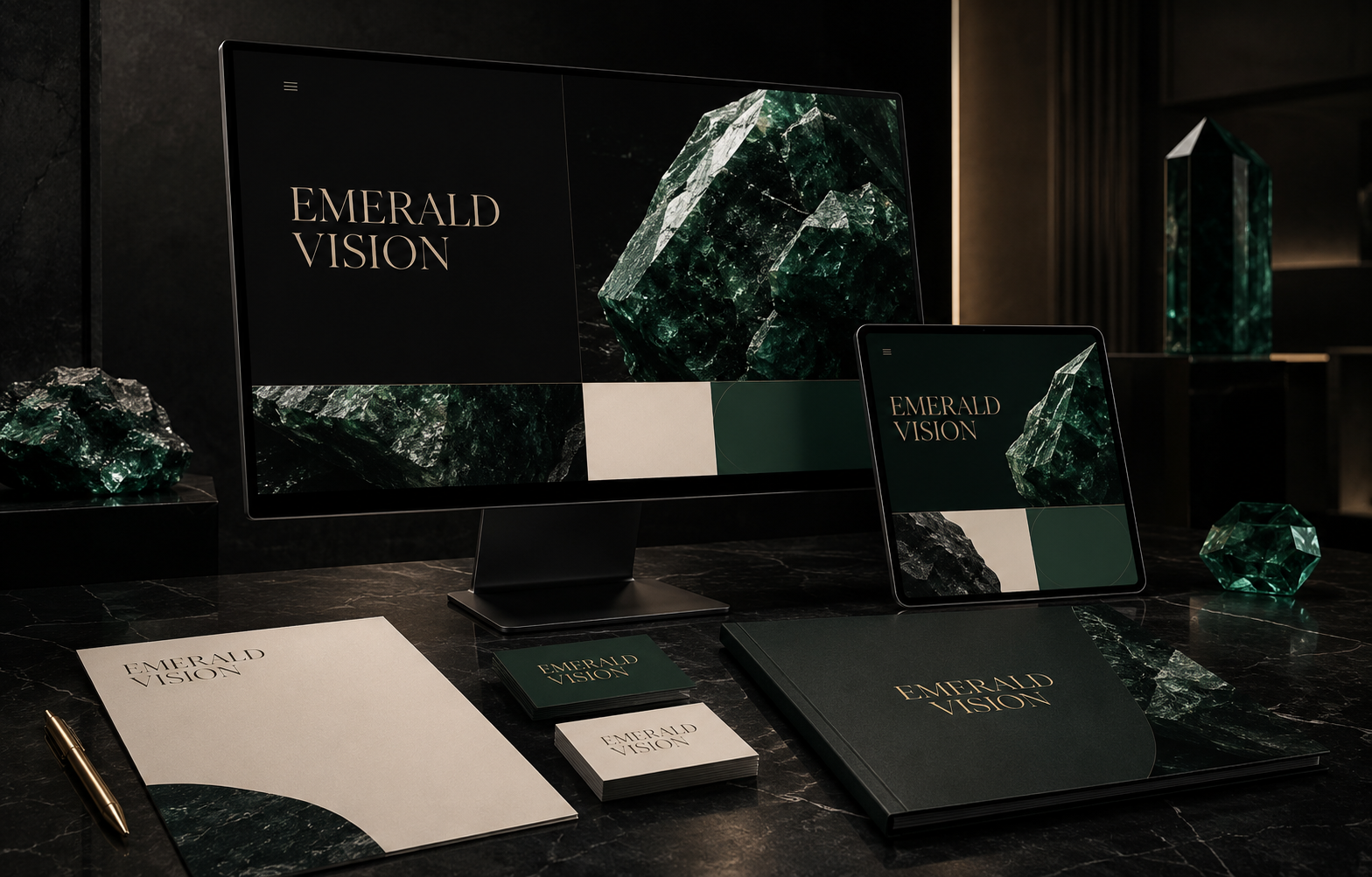 EMERALD VISION – Website- und Markenmockup